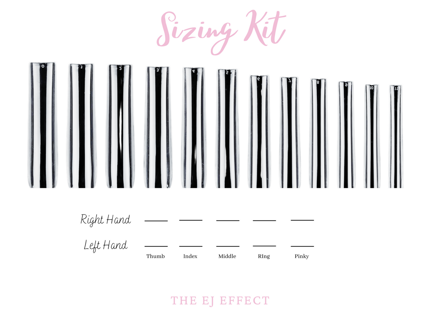 Sizing kit for press ons